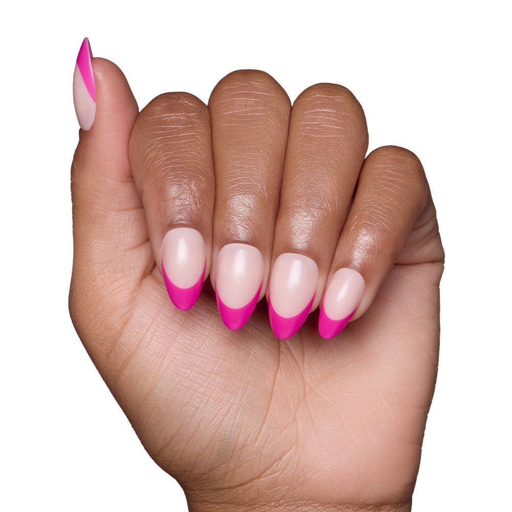 Raspberry Sorbet French Tip Press-On Nails | Short Almond