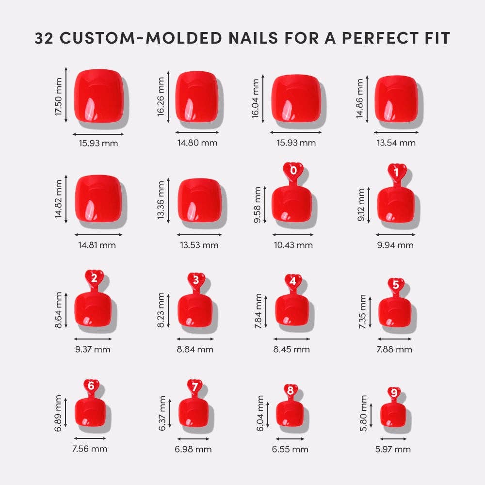 Fiery Red Toe Press-On Nails
