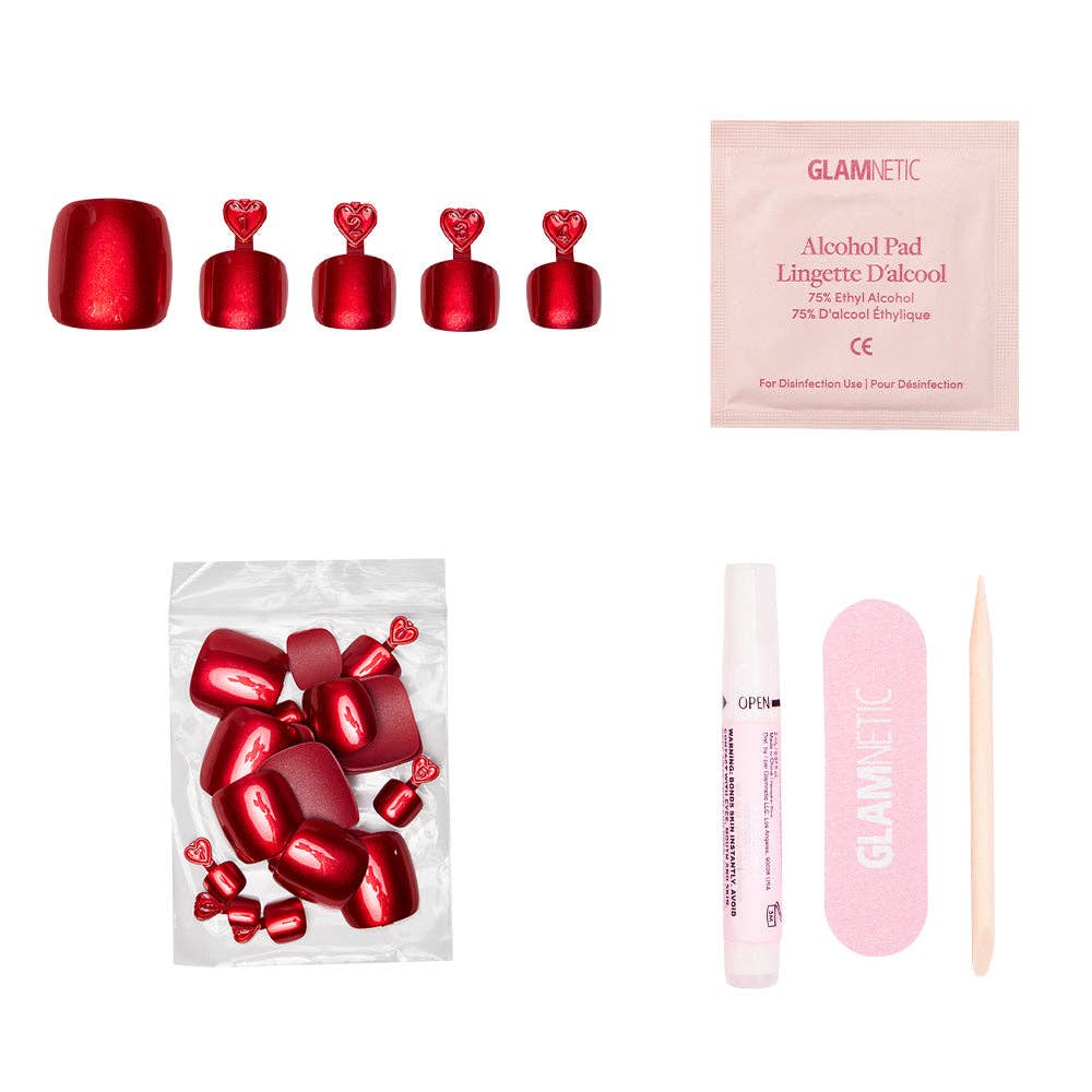 Glazed Cherry Red Toe Press-On Nail