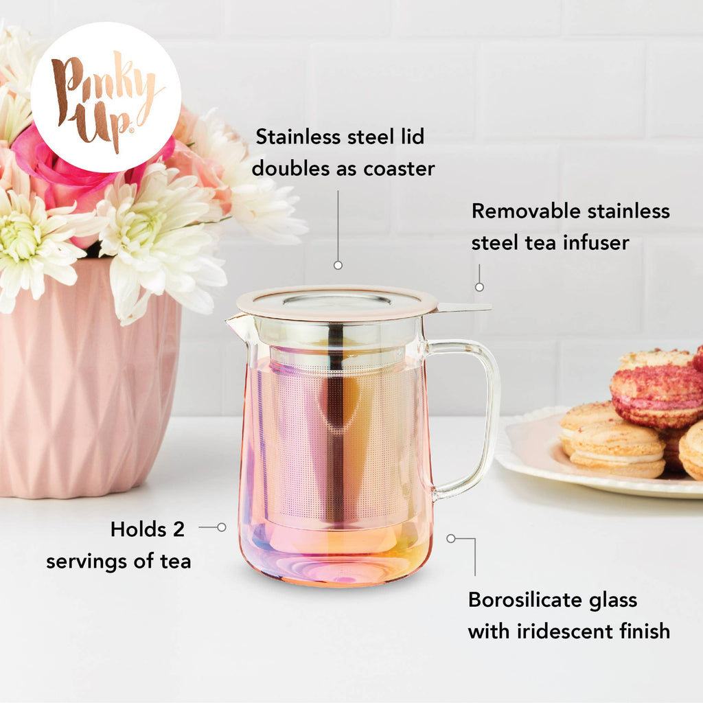 Chas™ Iridescent Glass Mini Teapot w/ Infuser & Lid