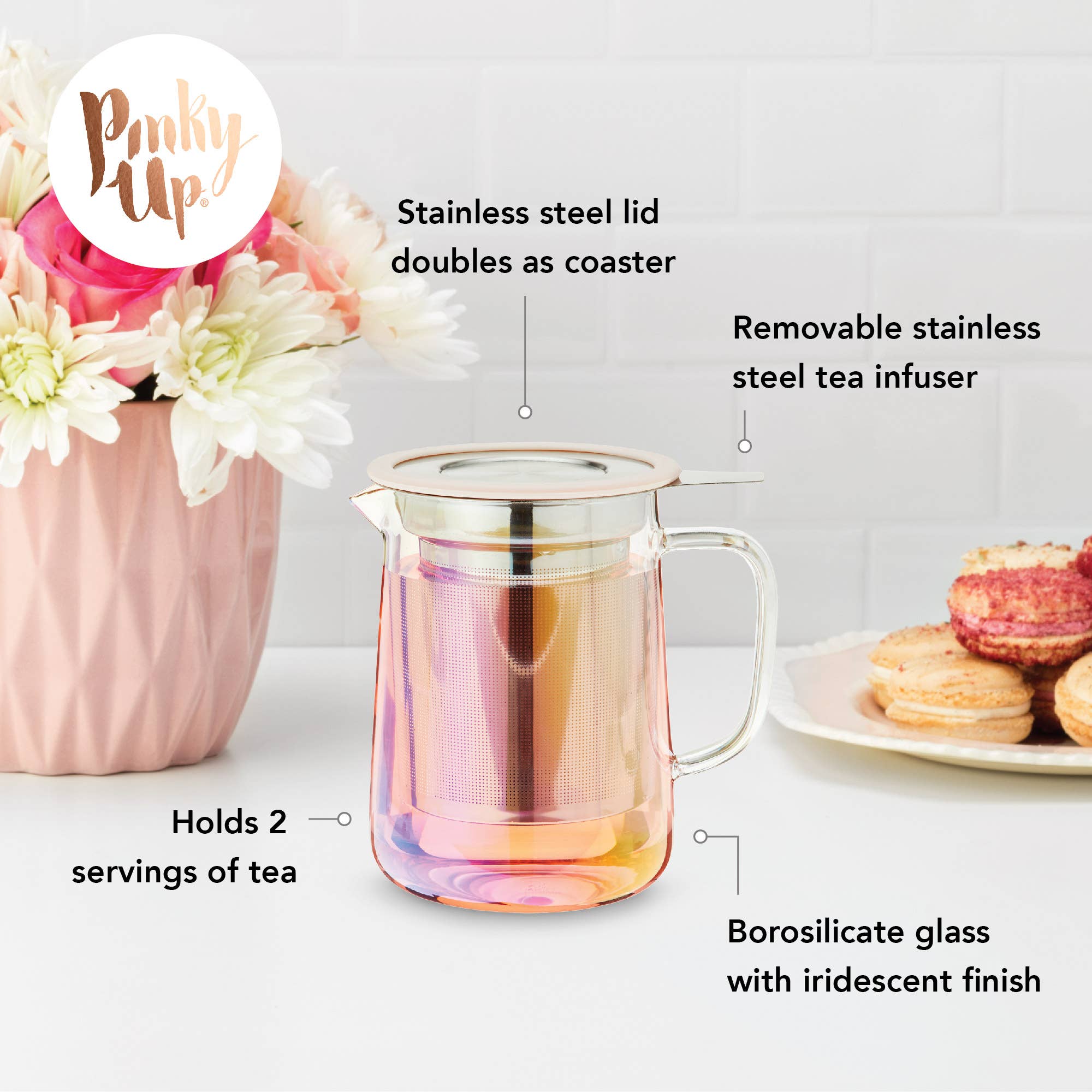 Chas™ Iridescent Glass Mini Teapot w/ Infuser & Lid