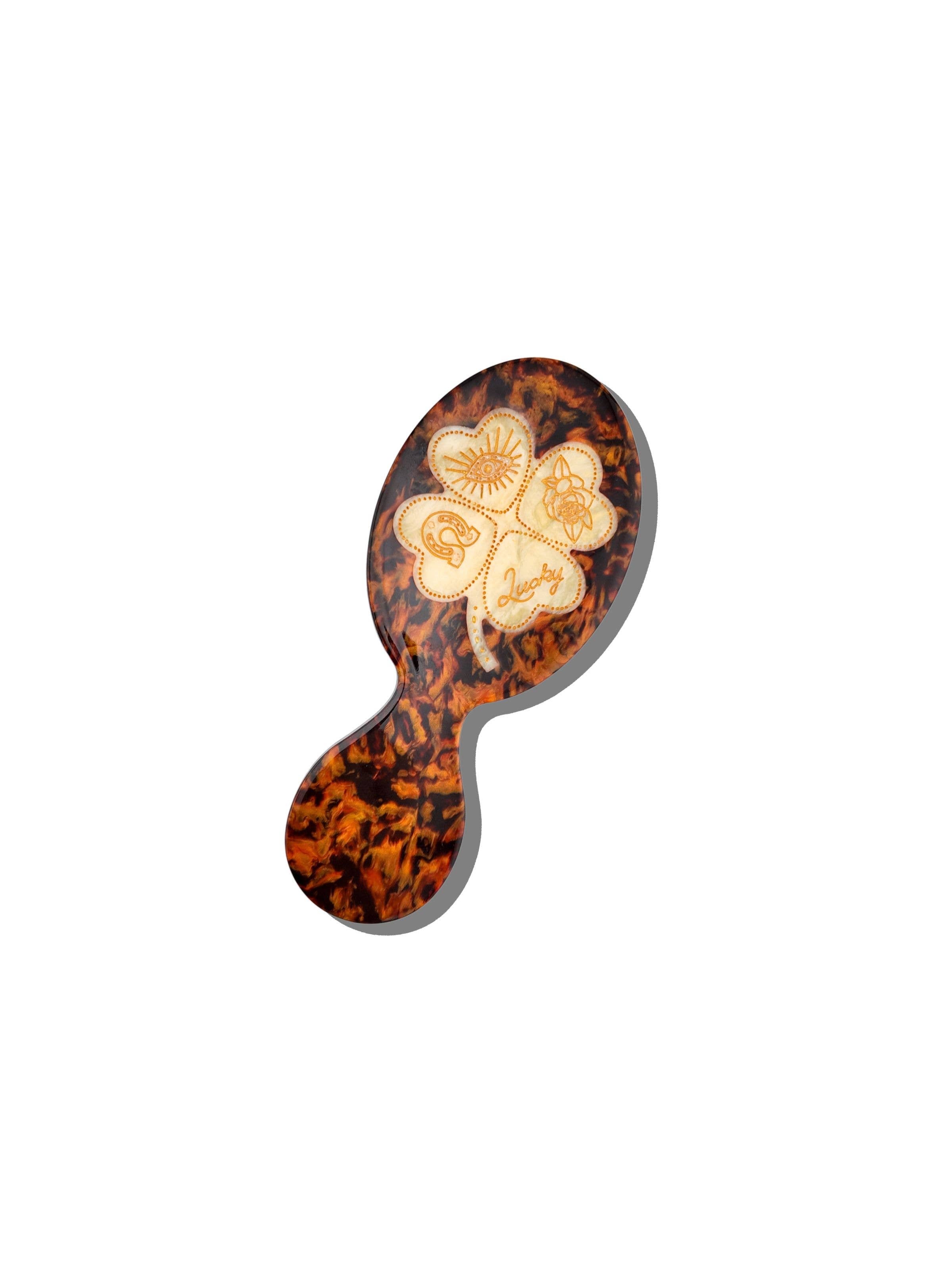 Hand-painted Lucky Clover Handbag Hero Brush | Eco-Friendly