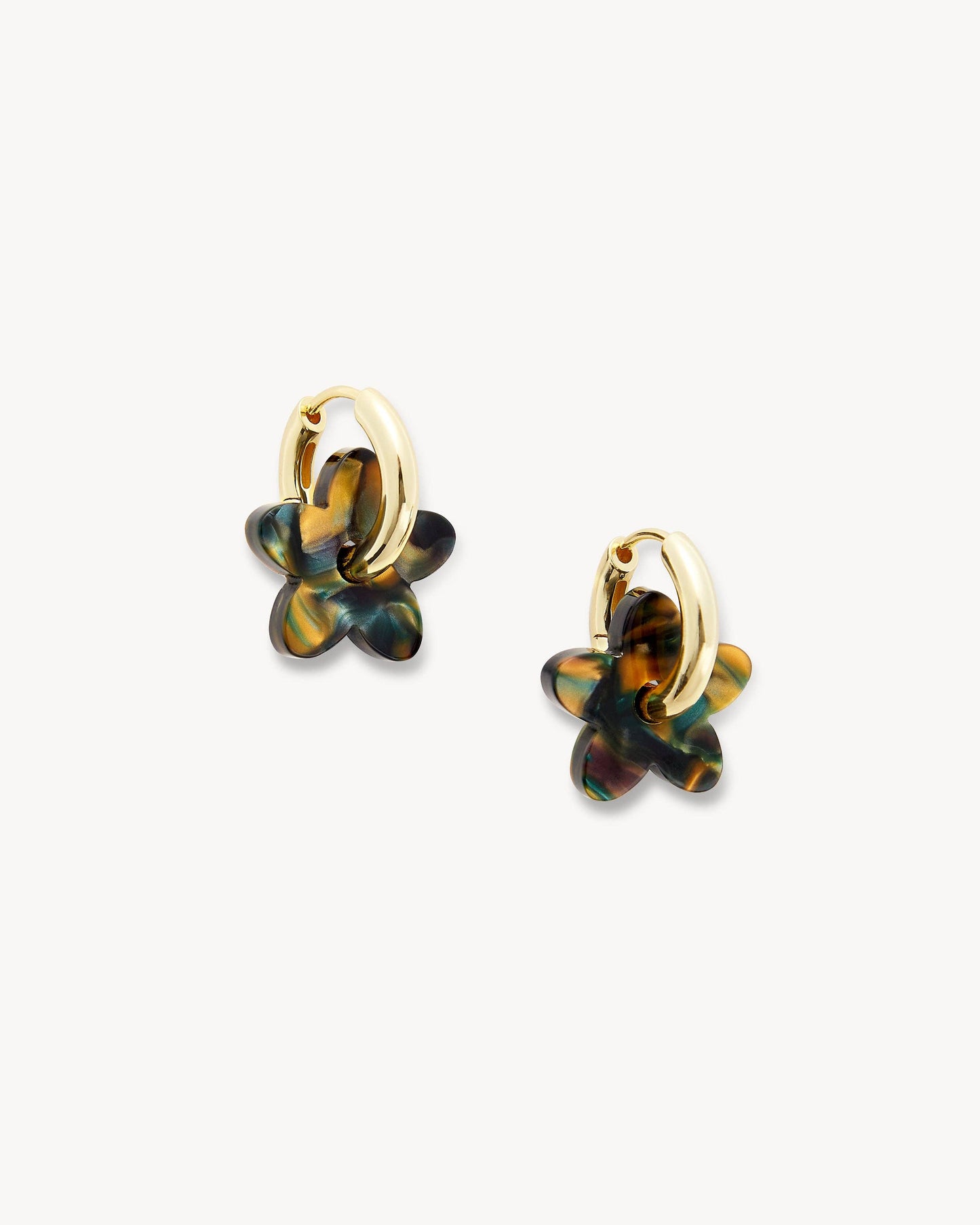 Petite Flower Charms in Green Tortoise
