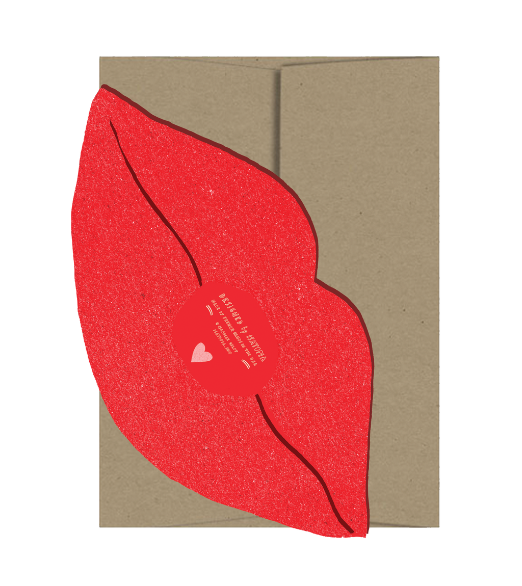 Bisous Lips Die Cut Card