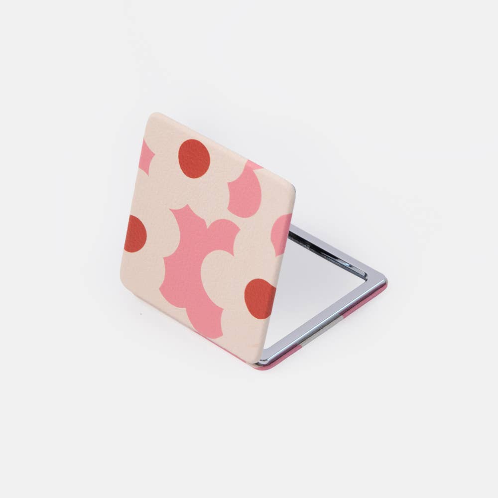 Pink Flower Square Pocket Mirror