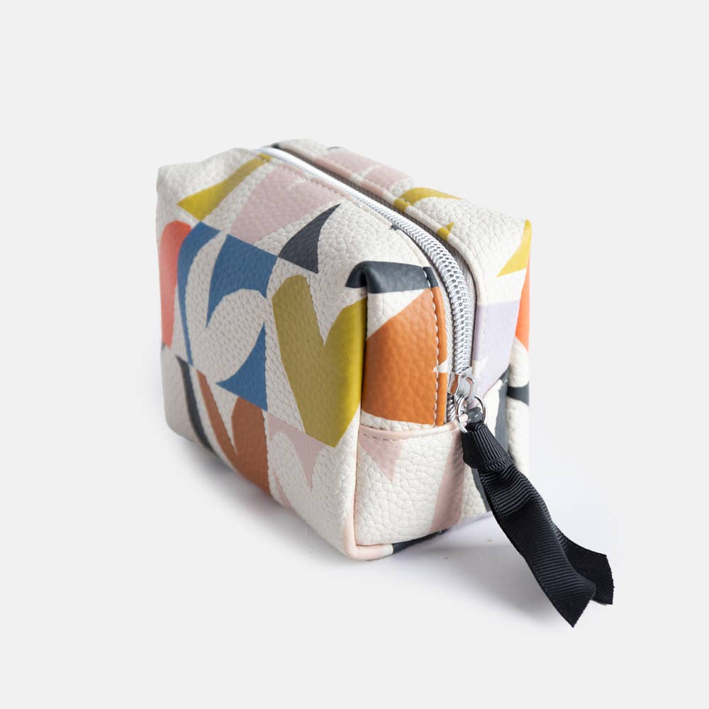 Multi Checkmate Heart Mini Cube Cosmetic Bag