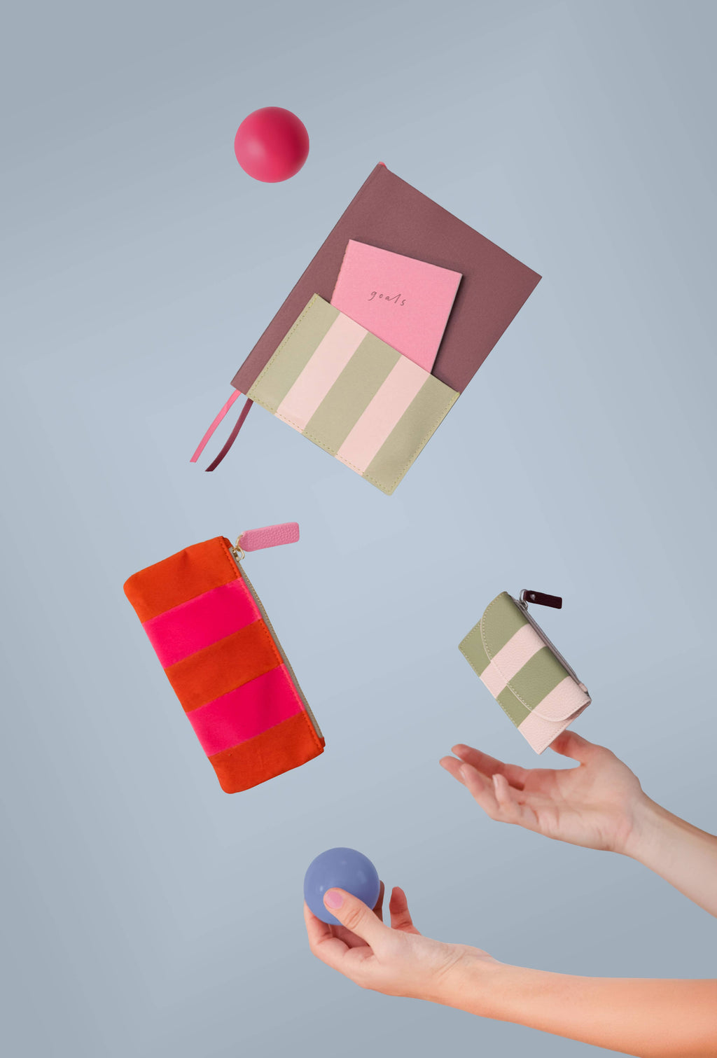 Orange/Pink Stripe Velvet Rectangle Pencil Case