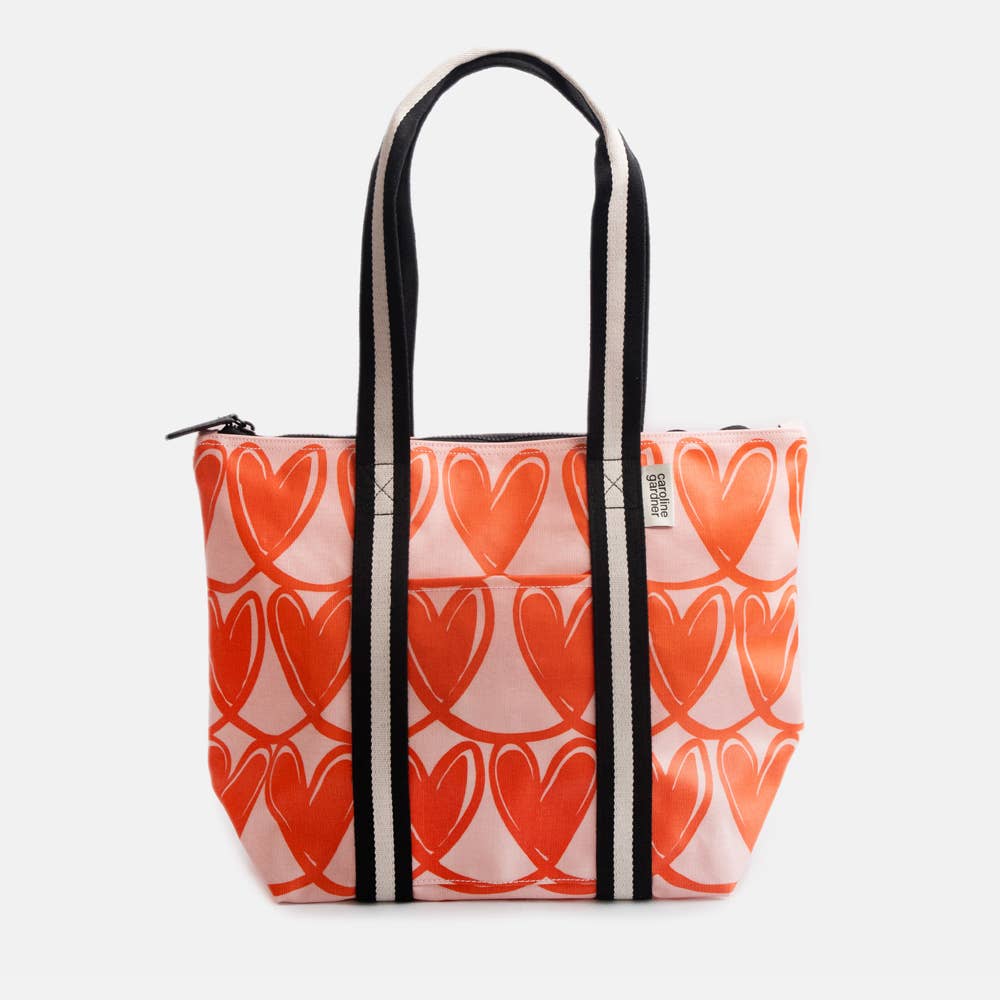 Pink/Orange Linked Hearts Overnight Bag