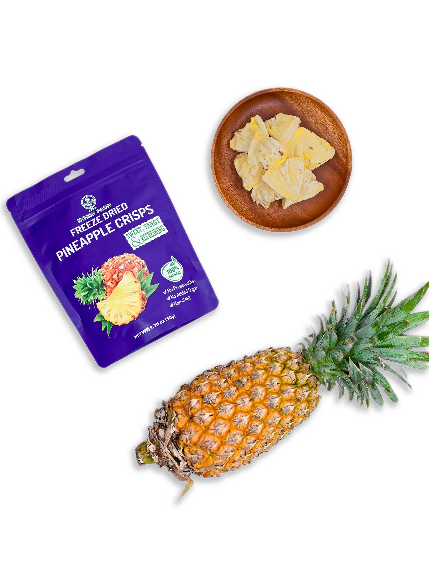 NOKKI FARM Freeze Dried Pineapple Crisps - No Added Sugar