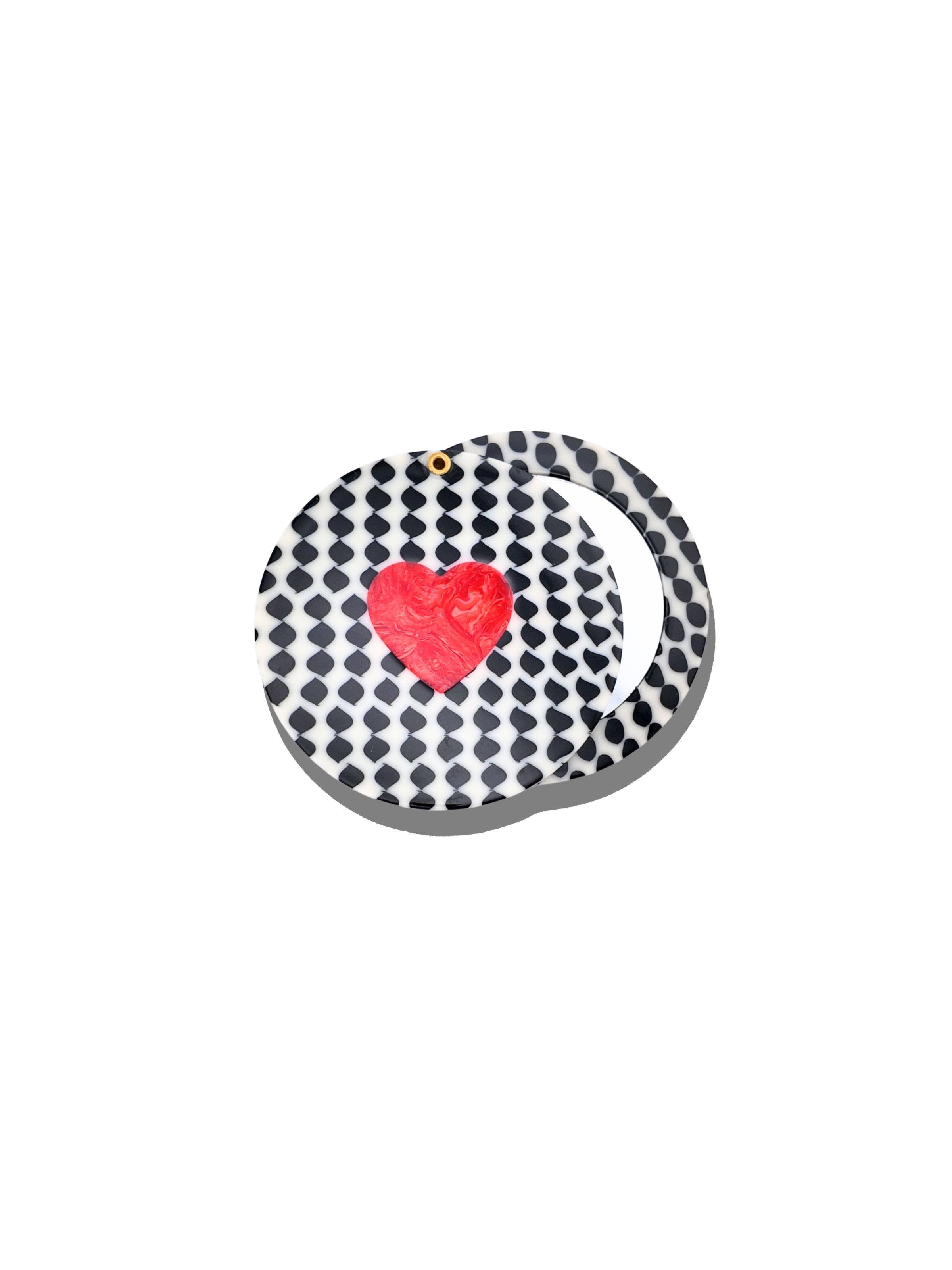 Hand-painted Polka Dot Heart Compact Mirror