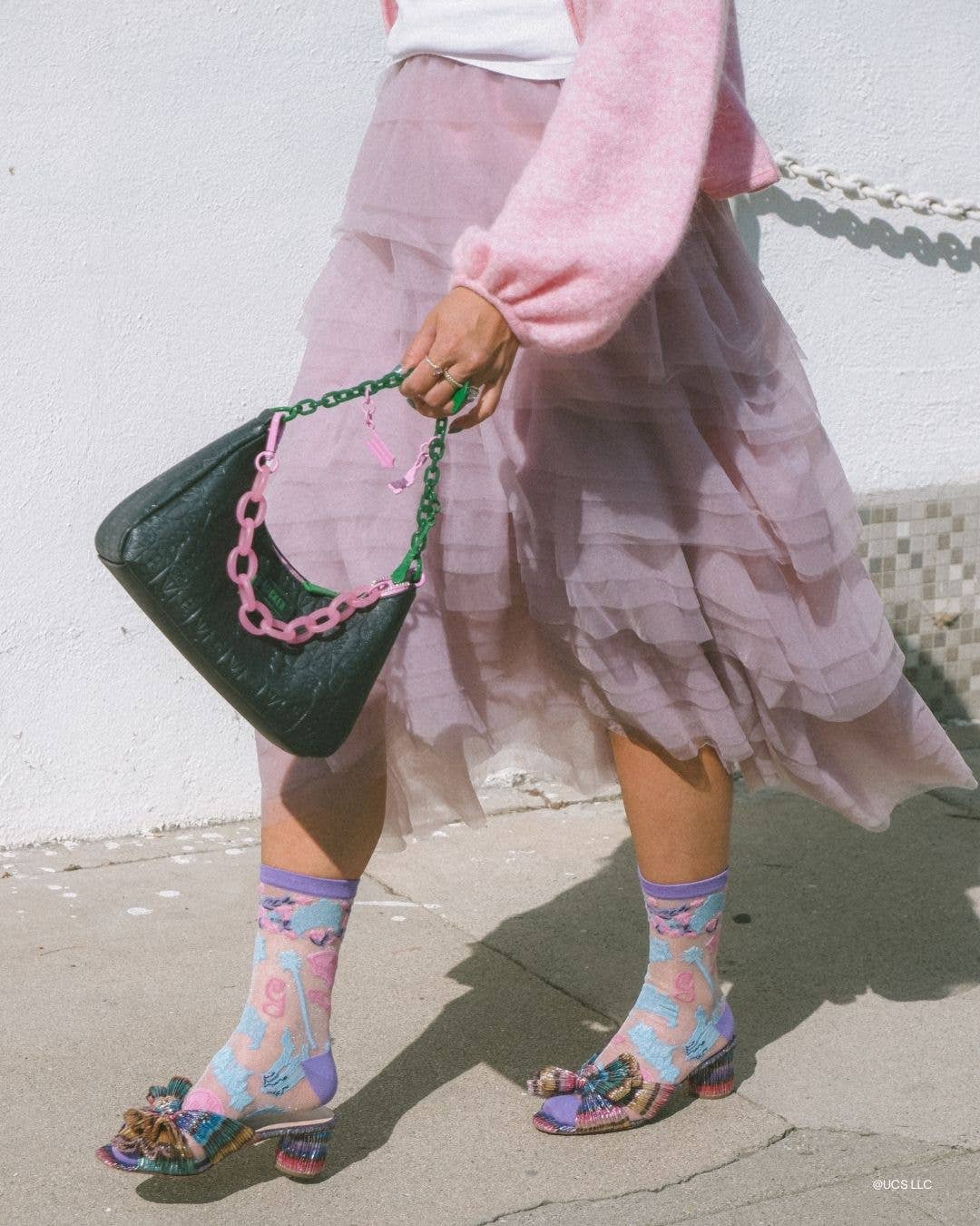 Wicked Get Ready with Glinda Shimmer Sheer Crew Sock