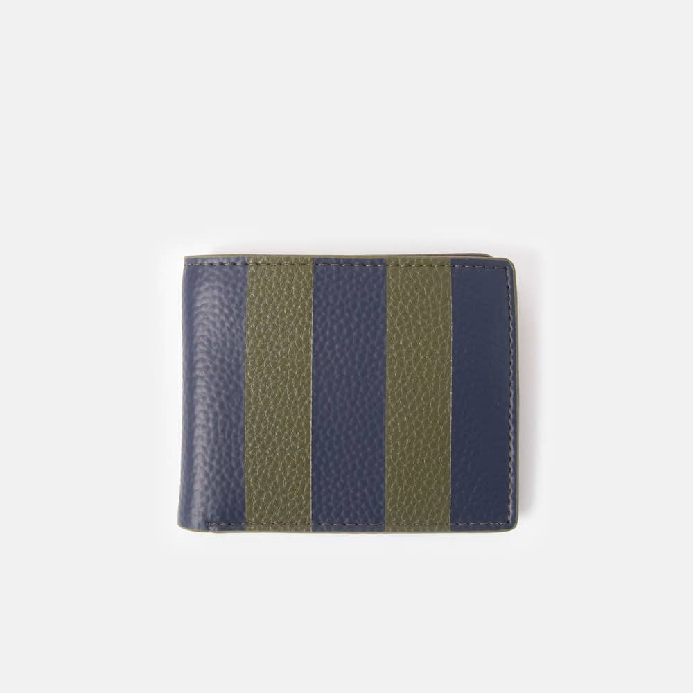 Navy/Khaki Stripe Billfold Wallet