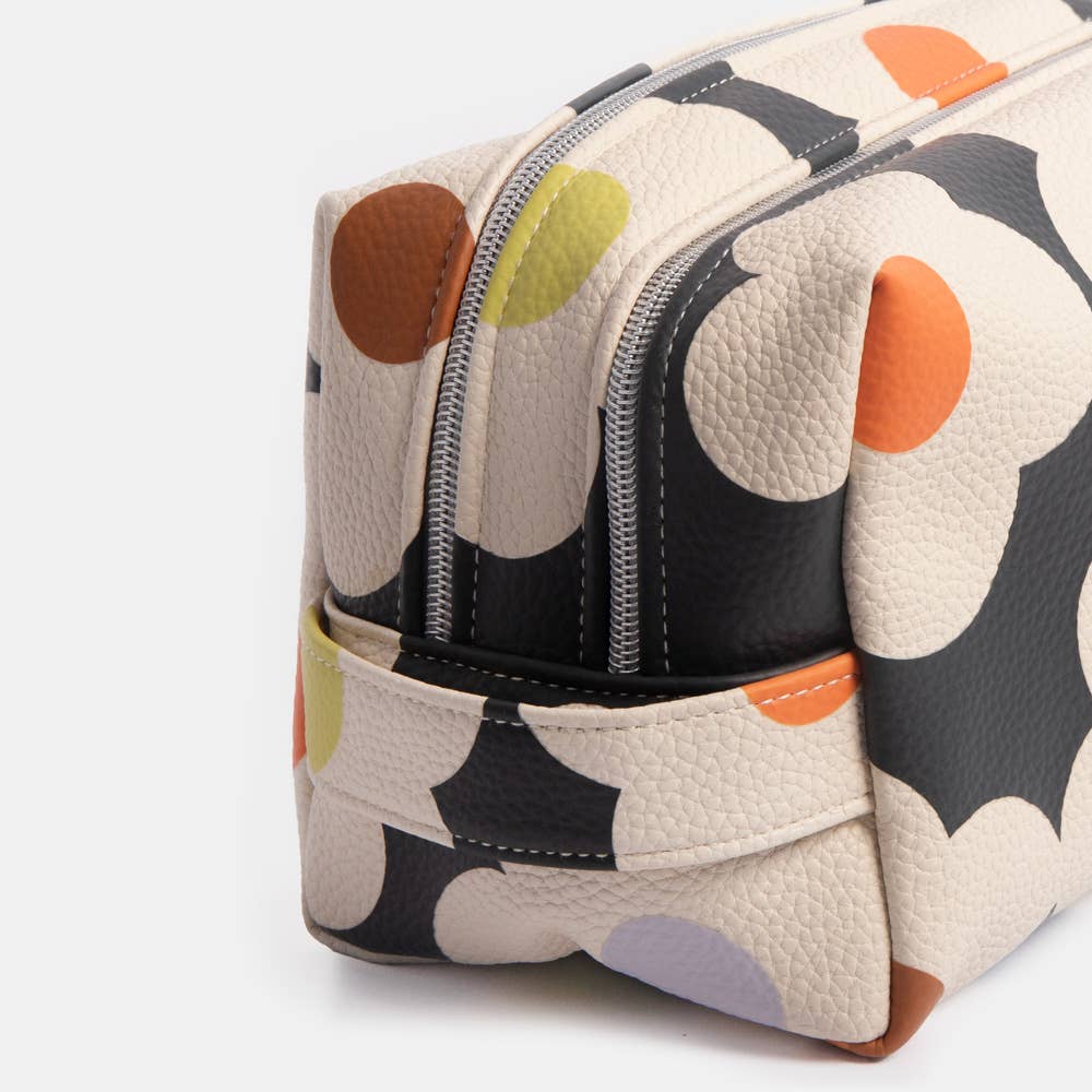 Multi Flower Charcoal Large Travel Washbag