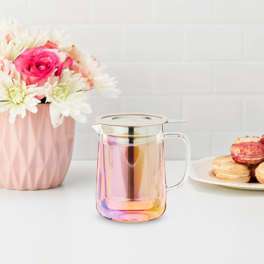 Chas™ Iridescent Glass Mini Teapot w/ Infuser & Lid