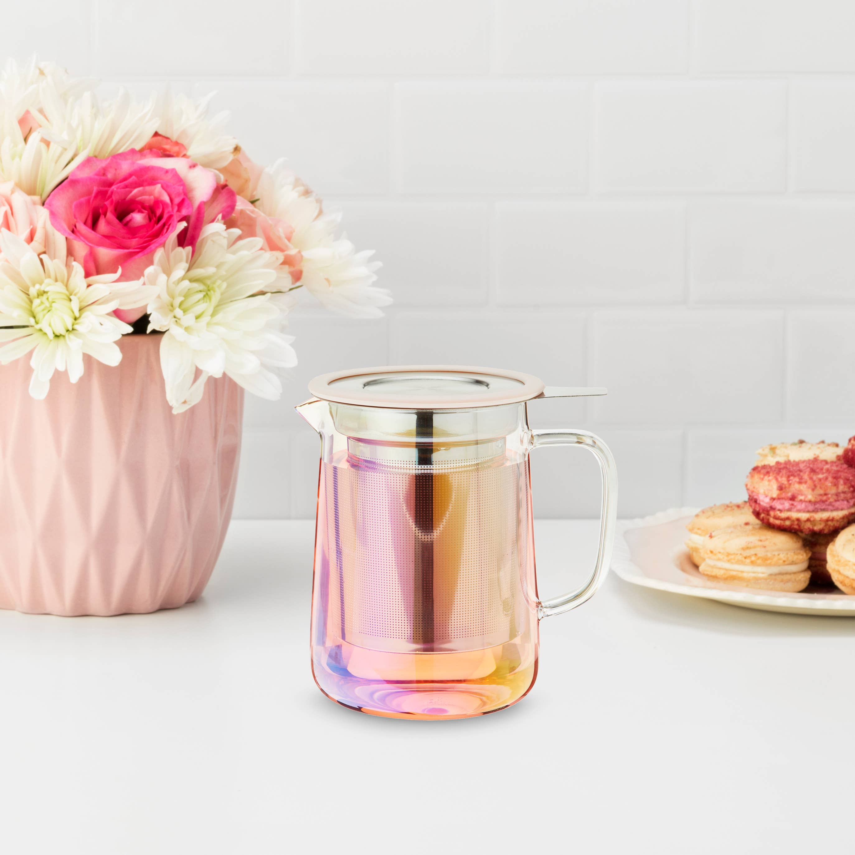 Chas™ Iridescent Glass Mini Teapot w/ Infuser & Lid