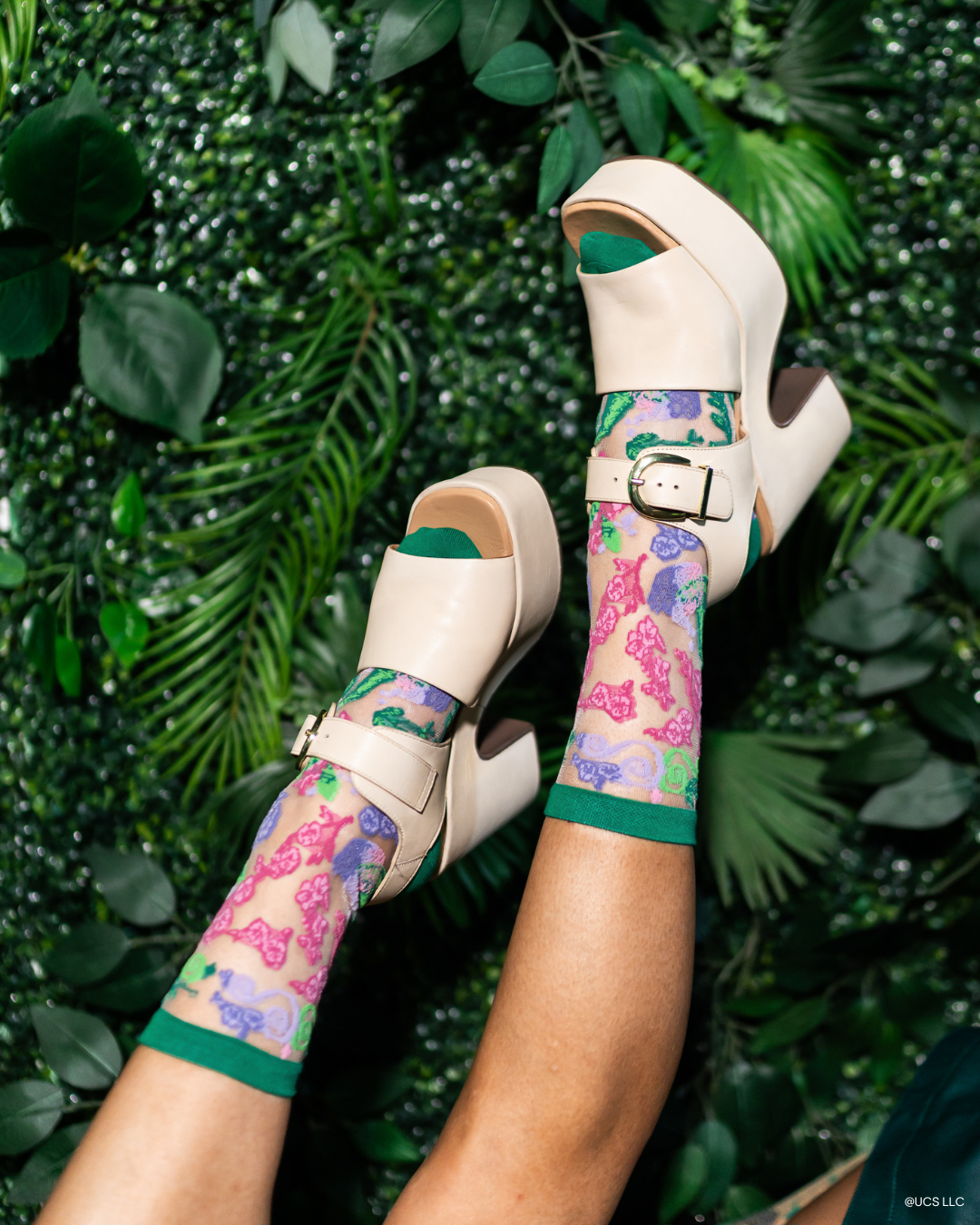 Wicked For Good Floral Sheer Crew Sock