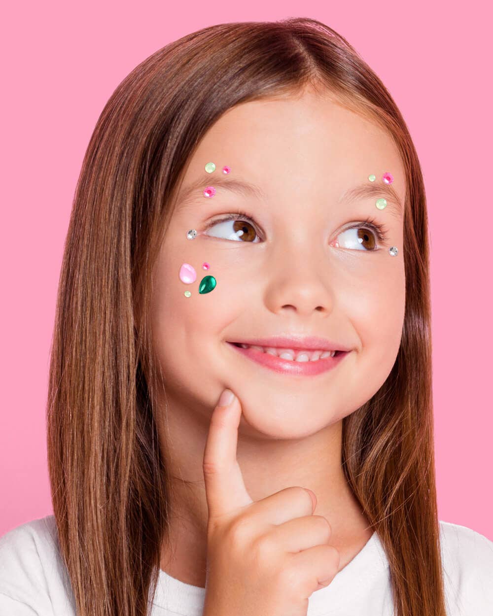 Wicked Pink Green Face Gem Set