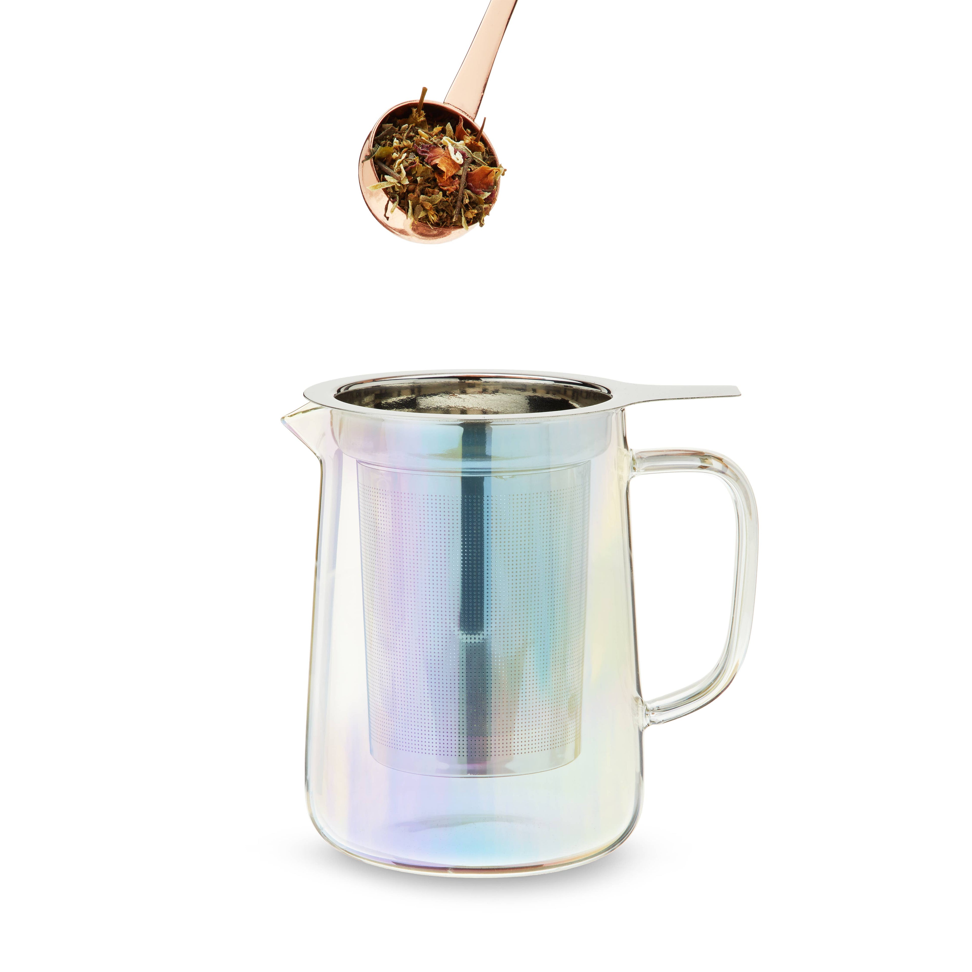 Chas™ Iridescent Glass Mini Teapot w/ Infuser & Lid