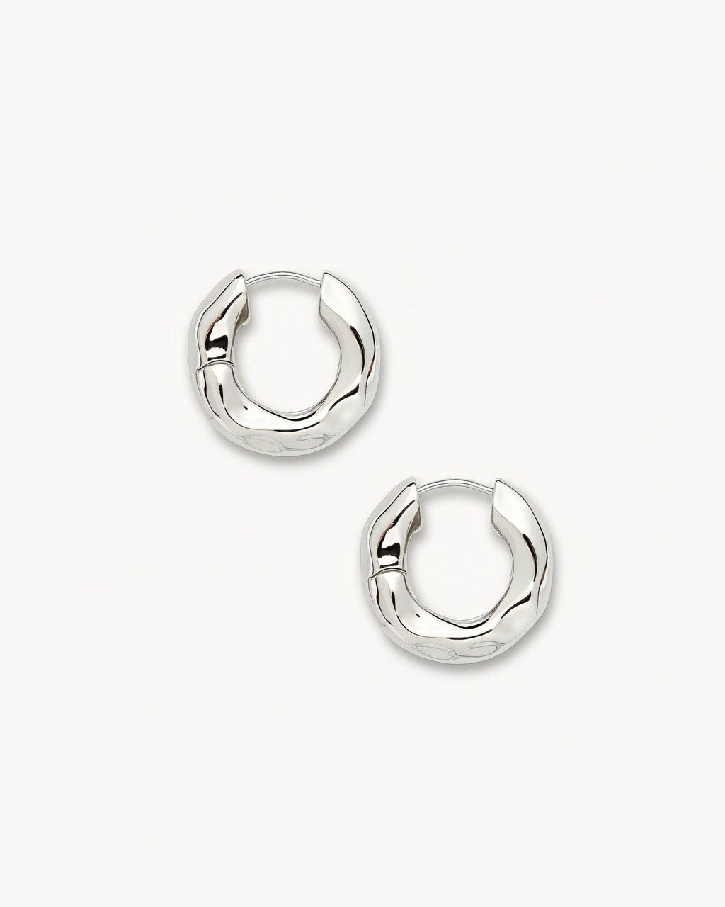 Wavy Chunky Hoops in Silver