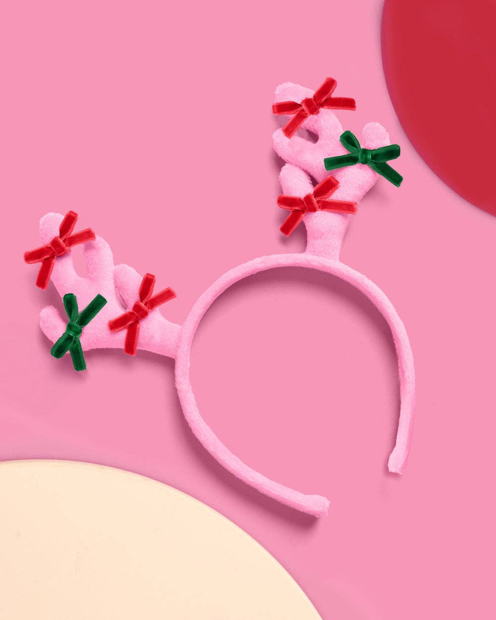 Pink Reindeer Holiday Headband