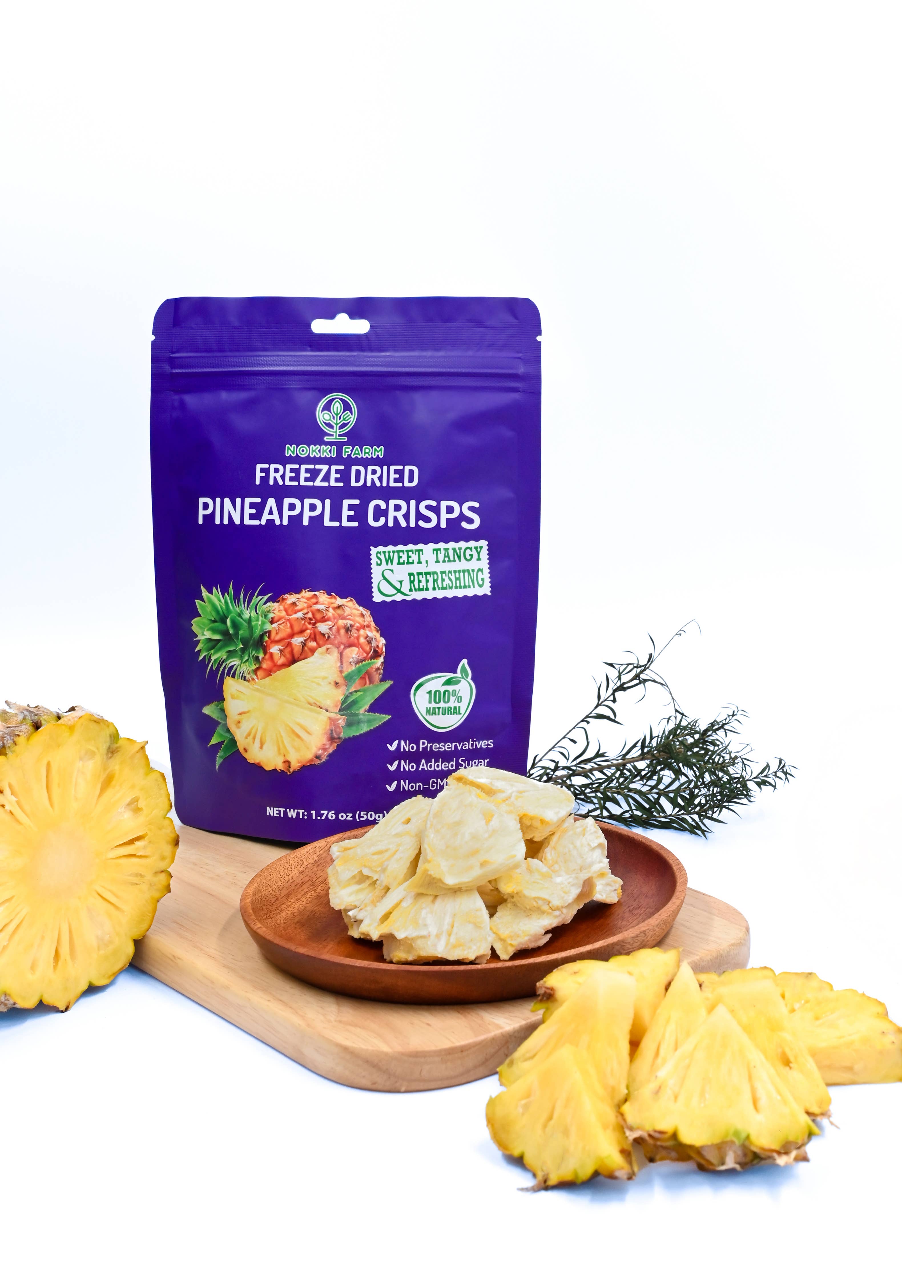 NOKKI FARM Freeze Dried Pineapple Crisps - No Added Sugar