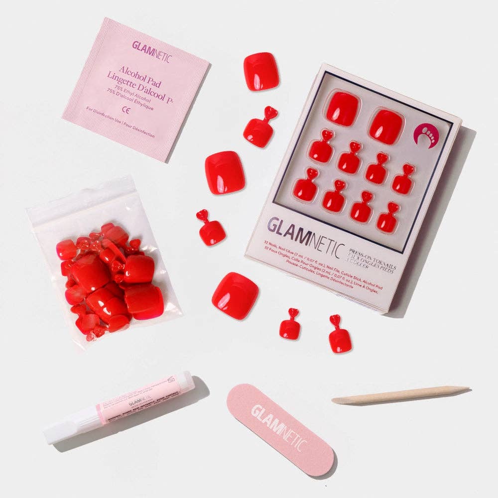 Fiery Red Toe Press-On Nails