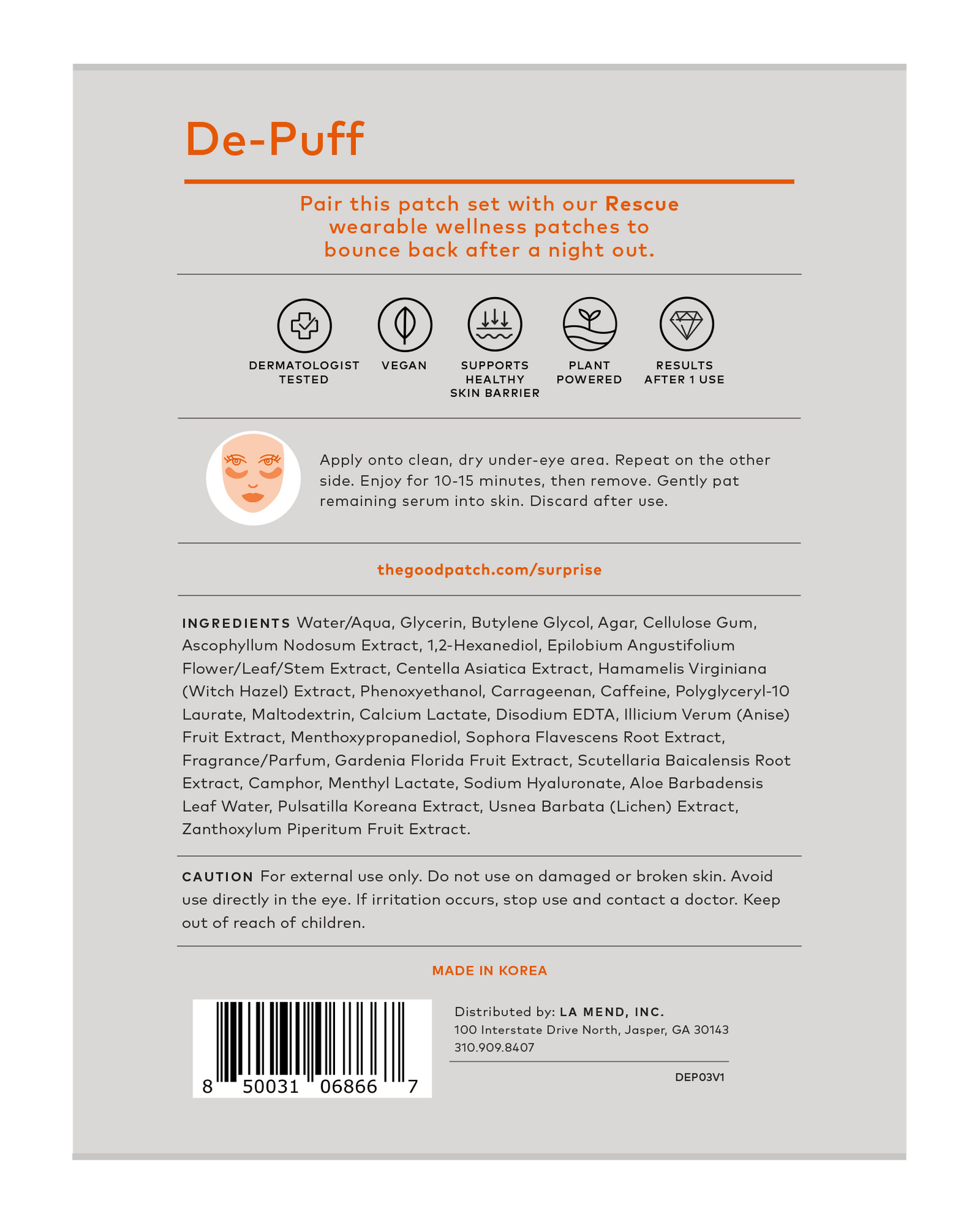 De-Puff Hydrogel Undereye Patches