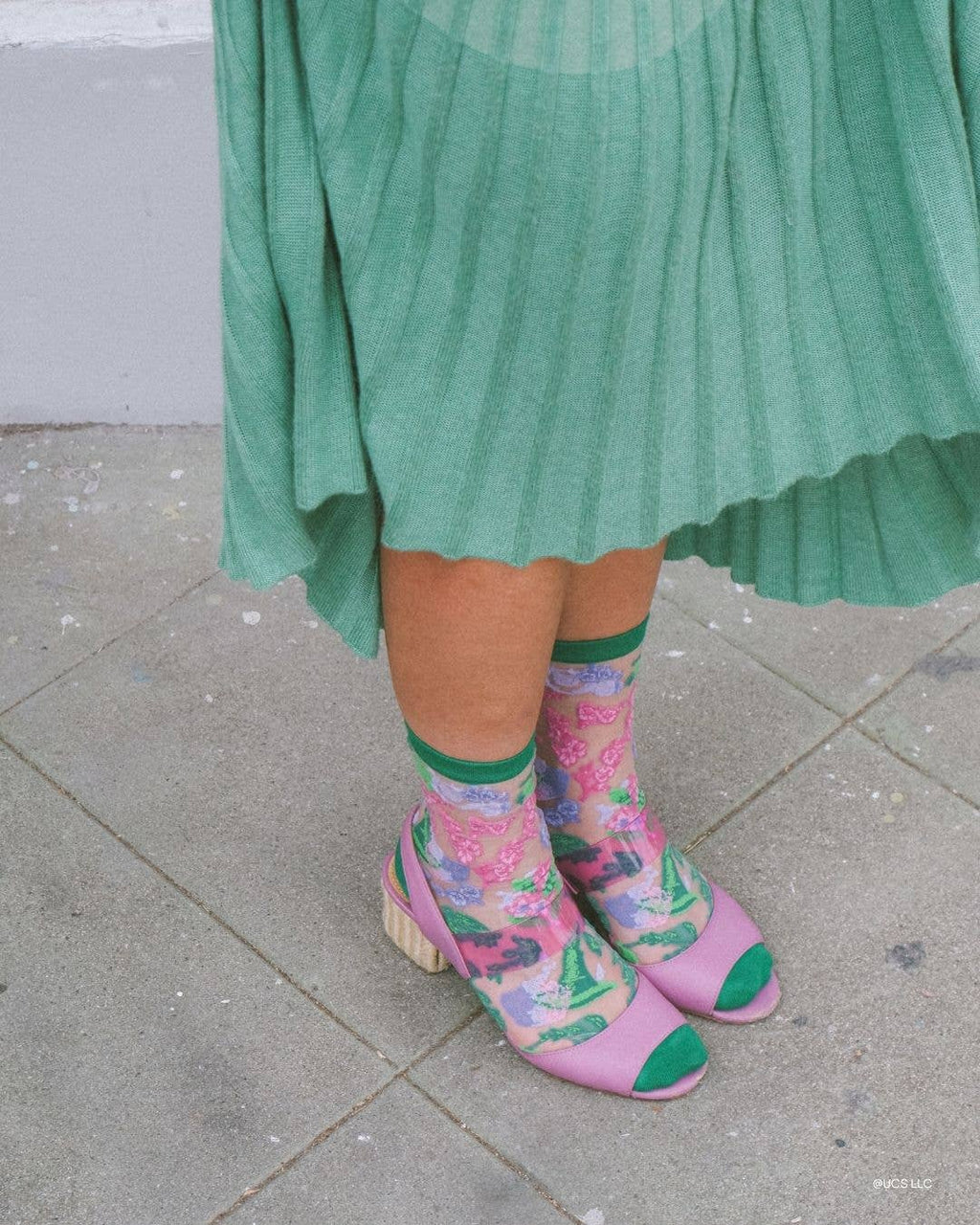 Wicked For Good Floral Sheer Crew Sock