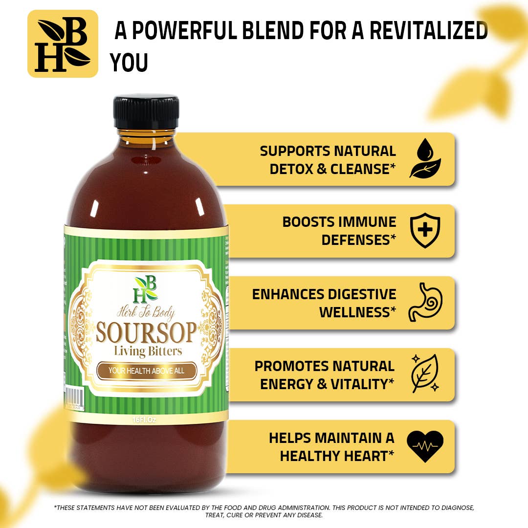 Soursop Living Bitters Herbal Tonic 16oz - Botanical Blend