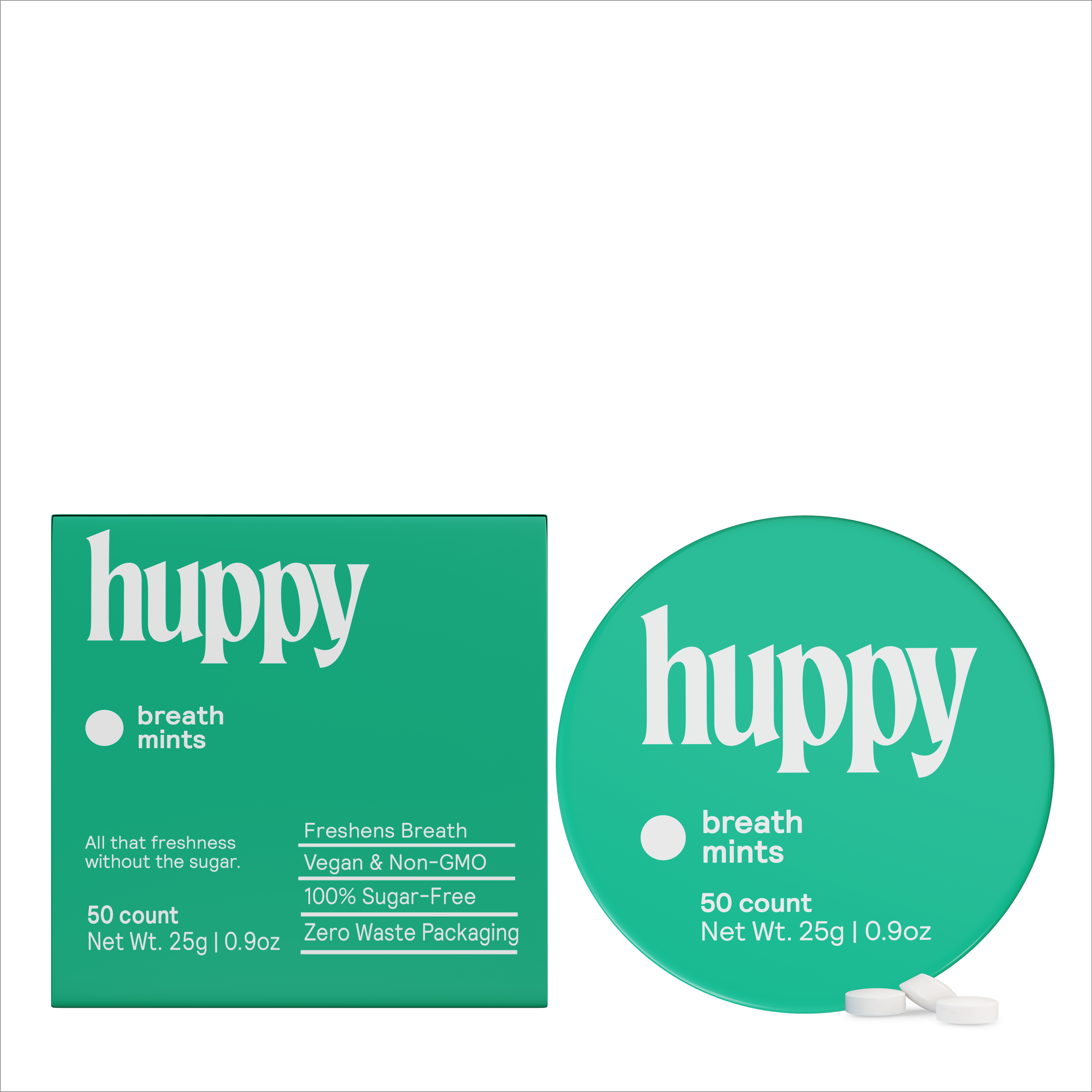 huppy breath mints packaging on a white background