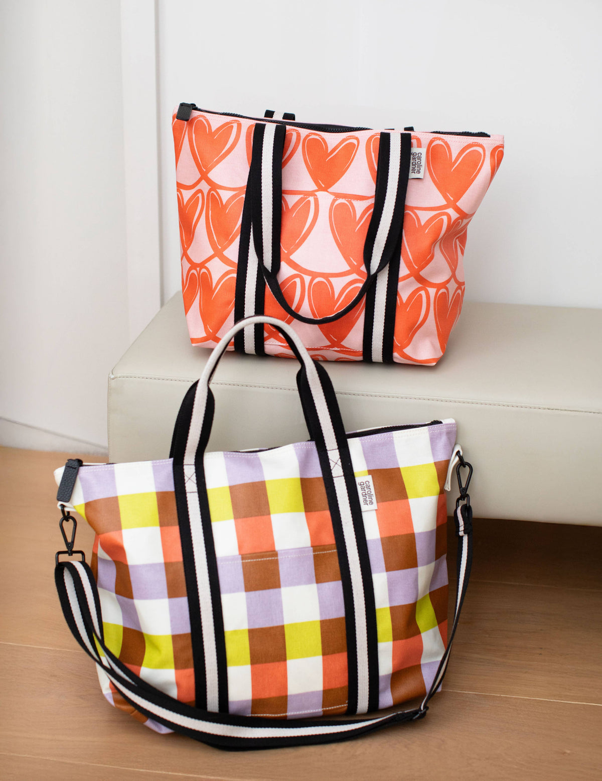Pink/Orange Linked Hearts Overnight Bag