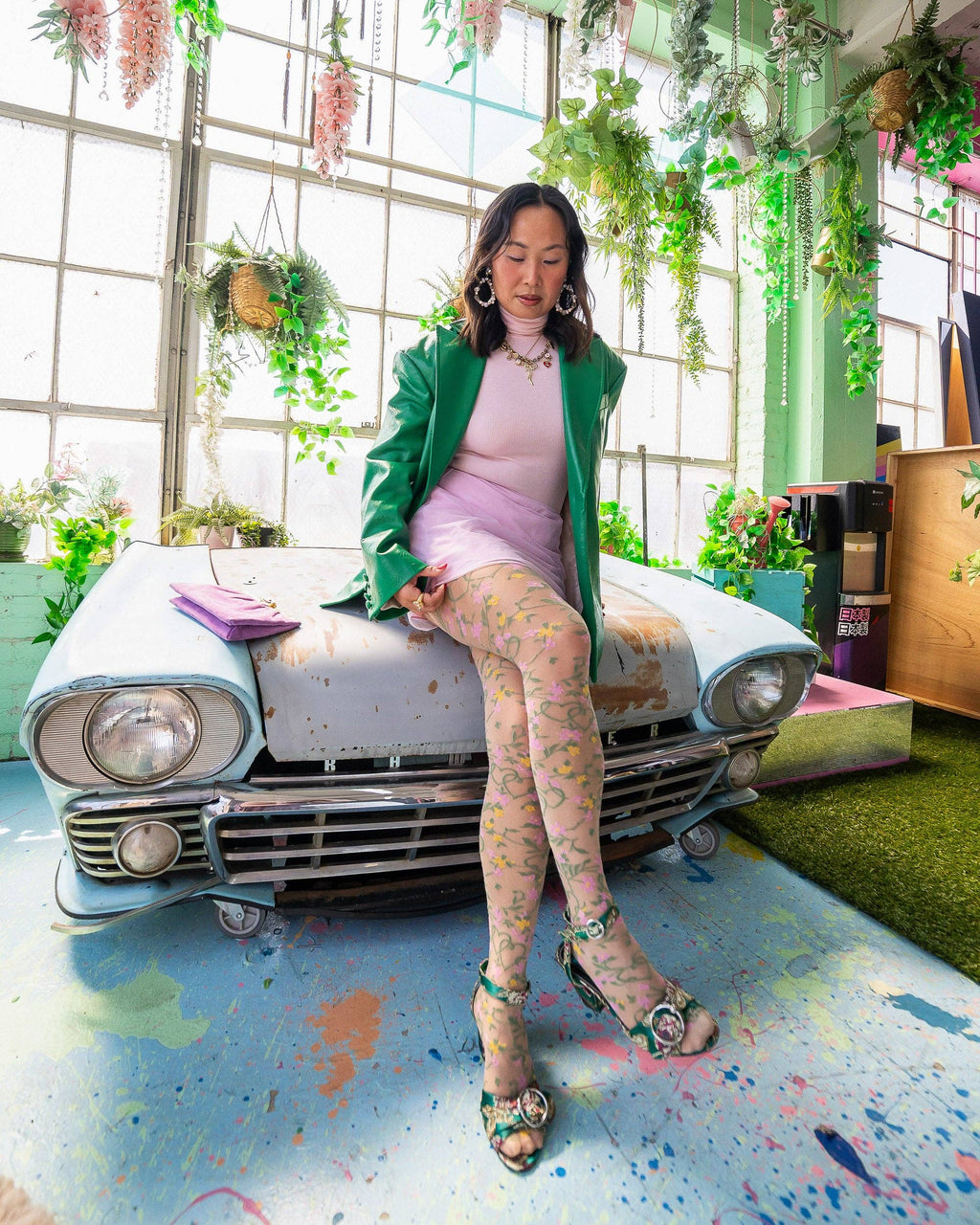 Heart Floral Sheer Thigh High Stockings