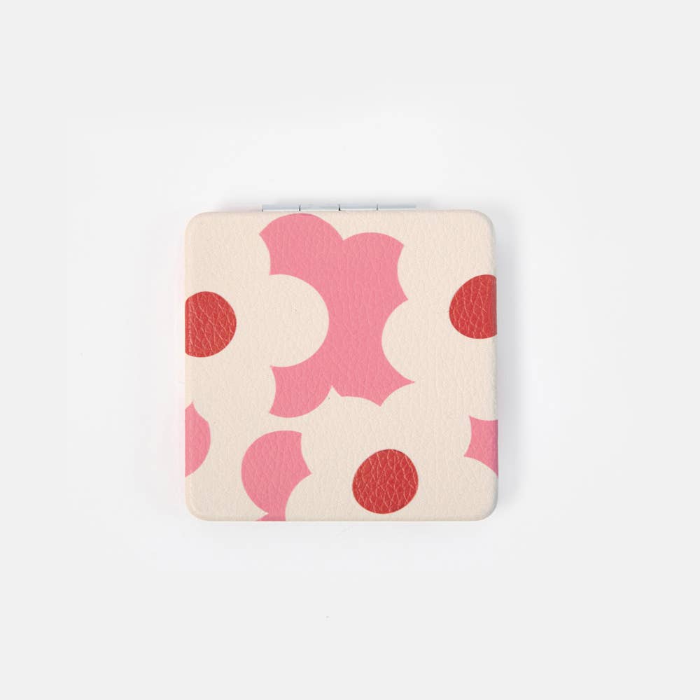Pink Flower Square Pocket Mirror