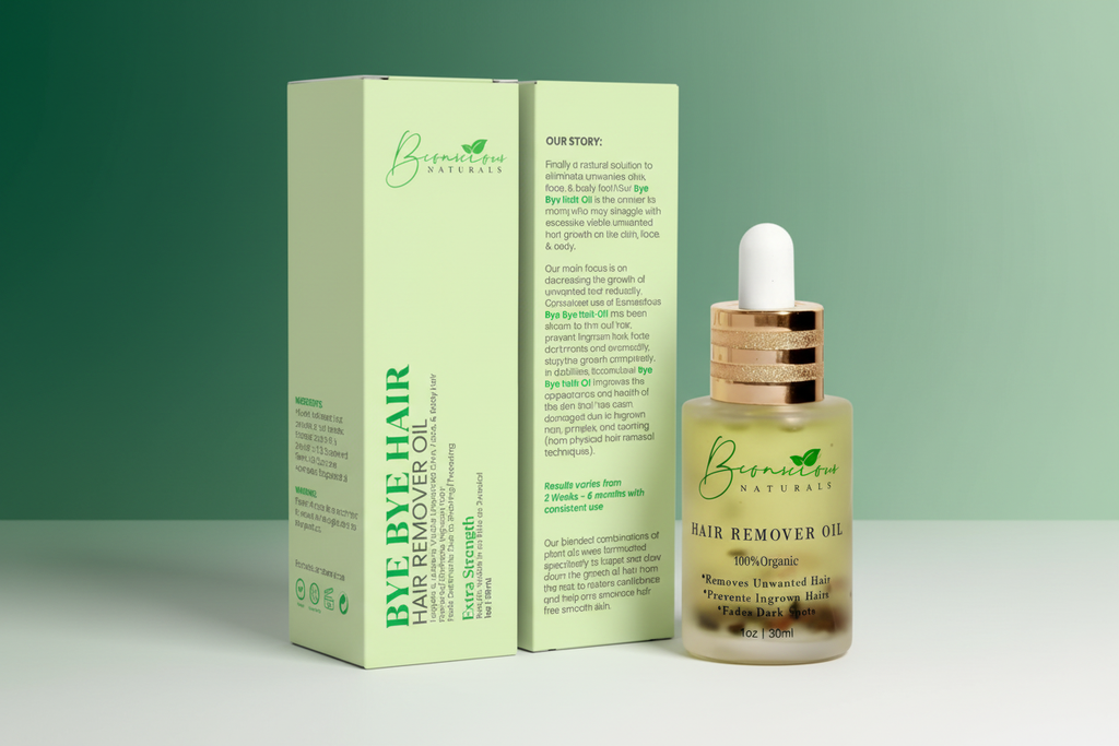 Bye Bye Hair Removal Oil – Organic Herbal Formula for Chin & Body Hair