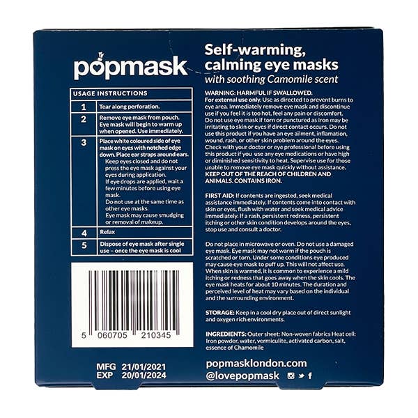 Calm Self-Heating Chamomile Eye Masks