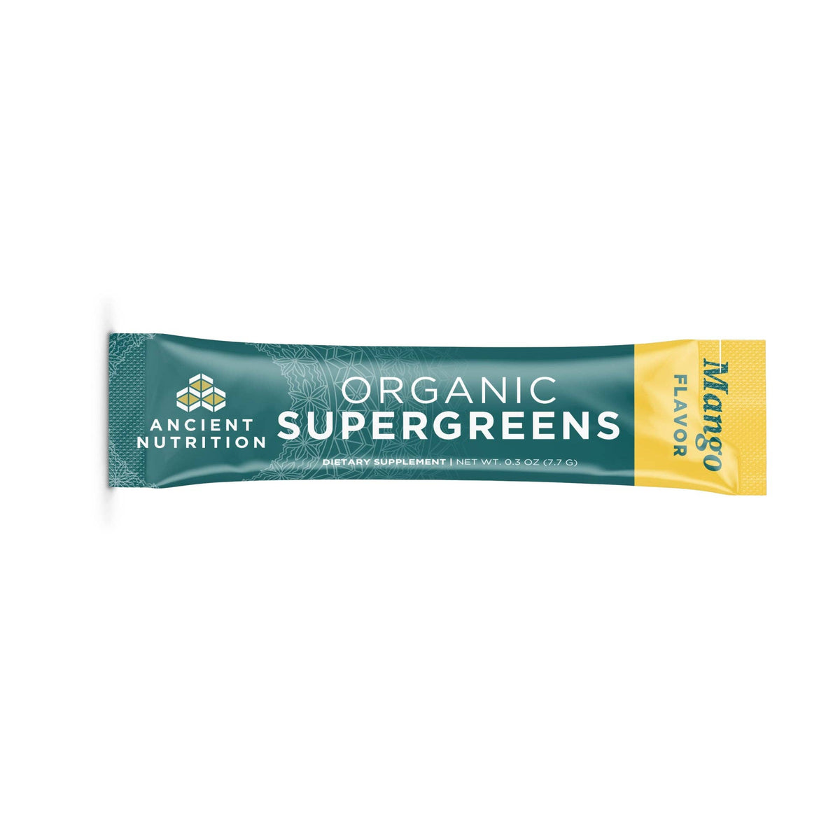 Organic SuperGreens Stick Packs | Powder Mango Flavor 16 Count Box