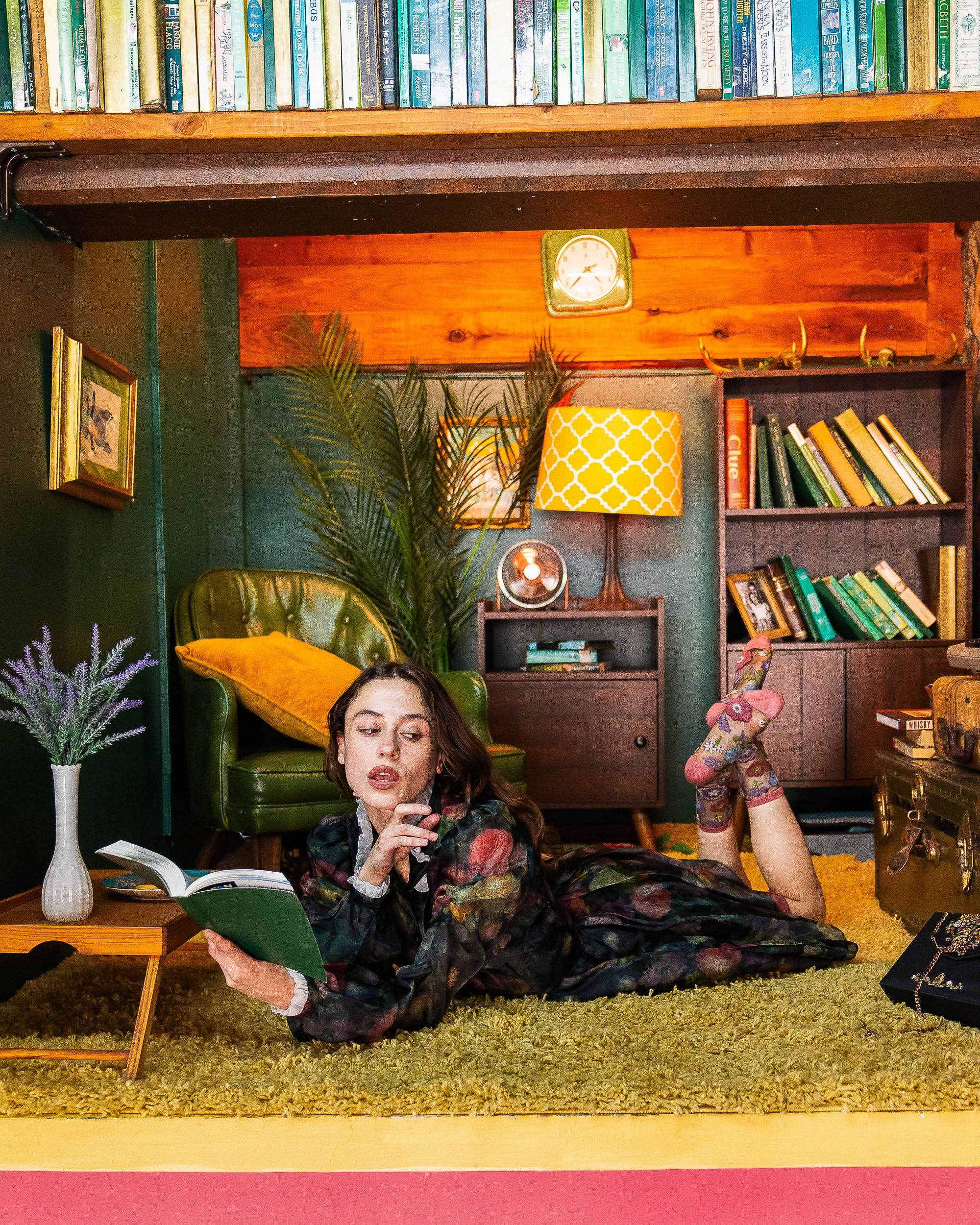 Dark Florals Black Sheer Crew Sock