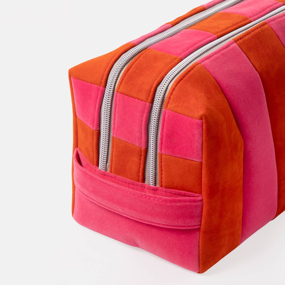 Orange/Pink Stripe Large Cosmetic Bag