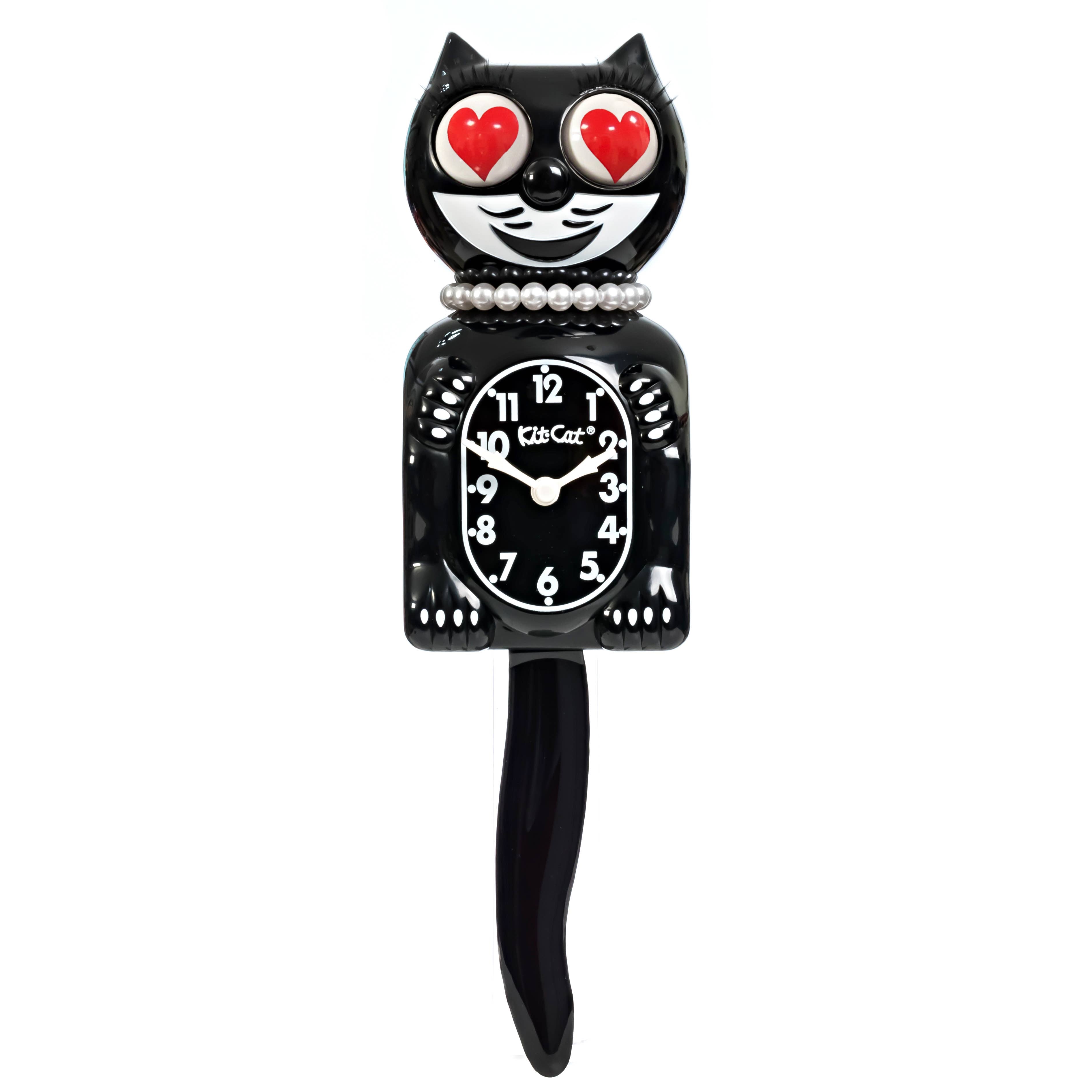 Classic Black Lady Kit-Cat Klock - Heart Eyes