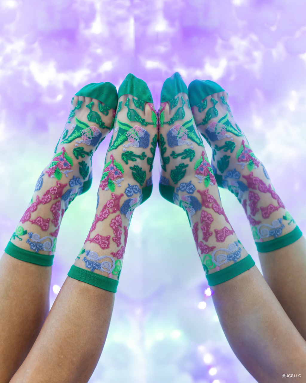 Wicked For Good Floral Sheer Crew Sock