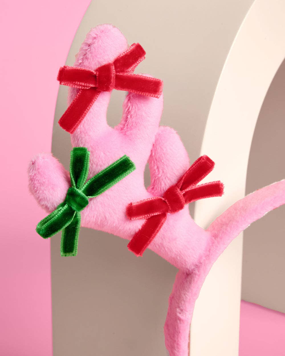 Pink Reindeer Holiday Headband