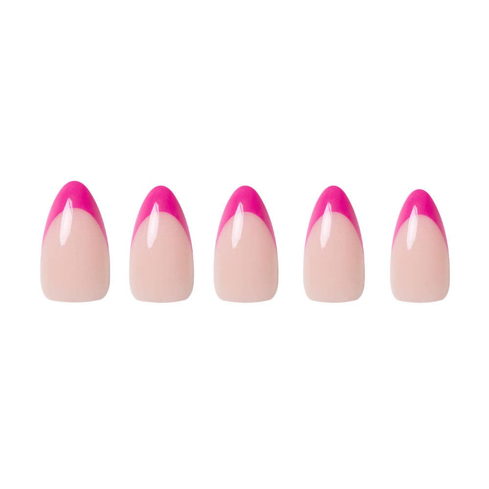 Raspberry Sorbet French Tip Press-On Nails | Short Almond
