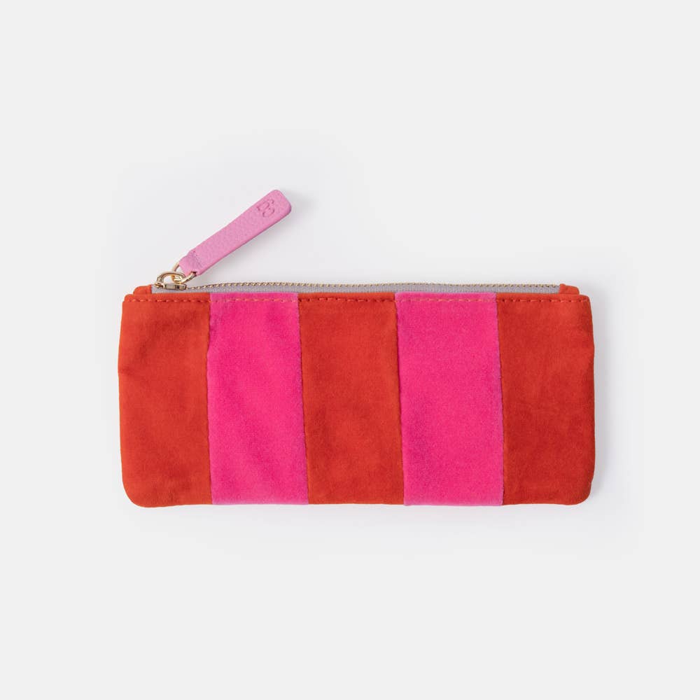 Orange/Pink Stripe Velvet Rectangle Pencil Case